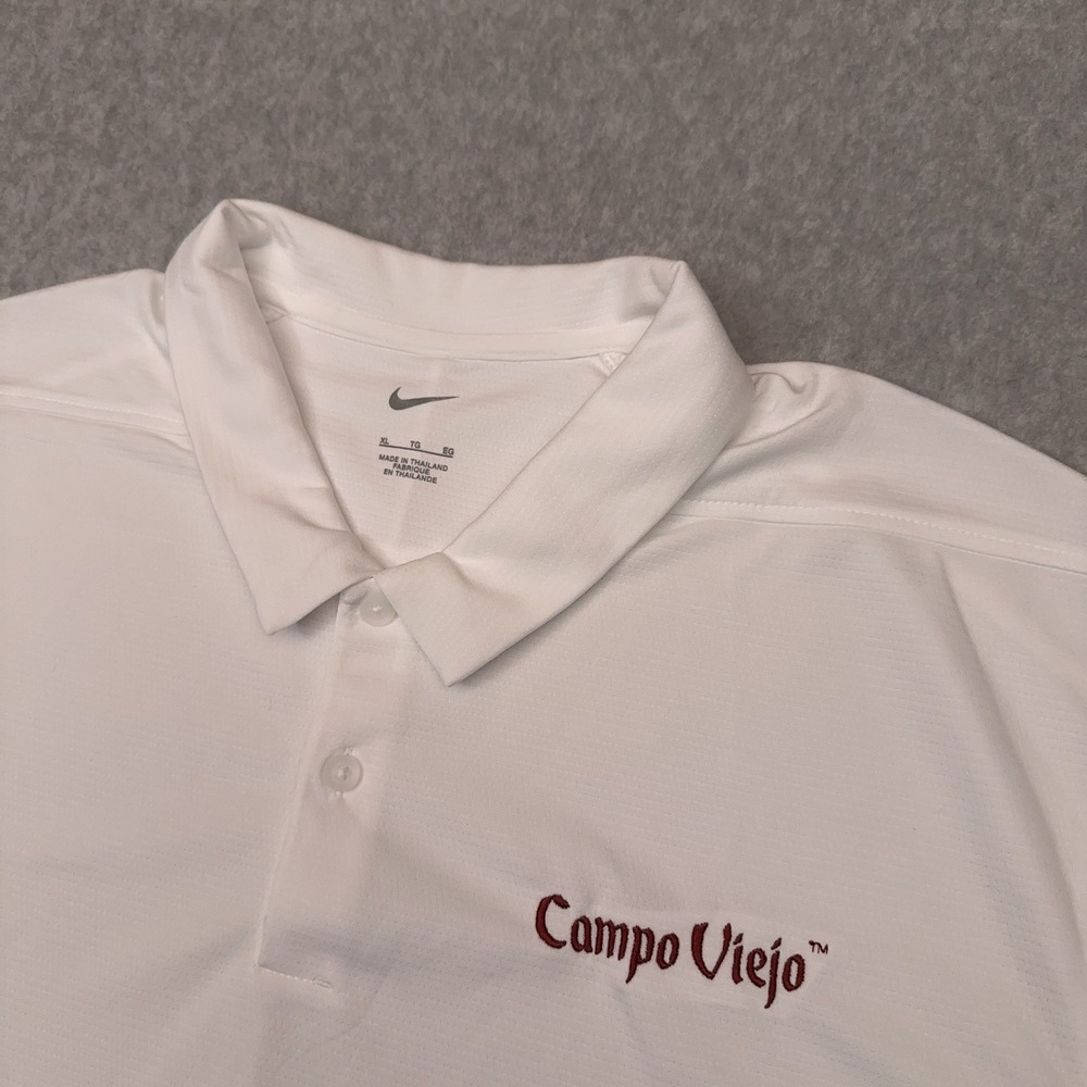 NEW Nike Dri-Fit Performance‎ Polo Shirt Men's XL White Campo Viejo Wines BV6042 - Picture 2 of 8